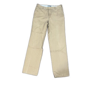 Peter Millar Mens Khaki Chino Flat Front, Pima Cotton, Size 34